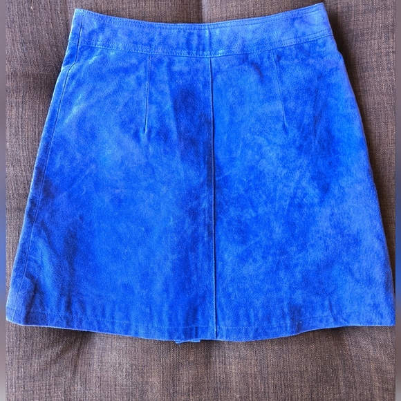 Anthropologie Blue Suede mini skirt 100% leather Sz 4 NWT - Picture 3 of 8